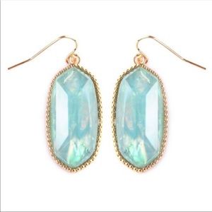 2 For $16 Aqua Gem Cut Oval Earring